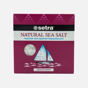 Соль Сетра морская крупная йодированная к/к 500г