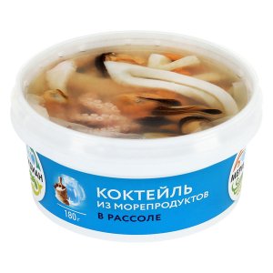 Коктейль Меридиан из морепродуктов в рассоле пл/ст 180г