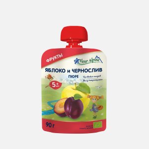 Пюре Флер Альпин Яблоко/чернослив с 5мес дой/пак/крыш 90г