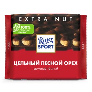 Шоколад Риттер Спорт темный Цельный лесной орех 100г