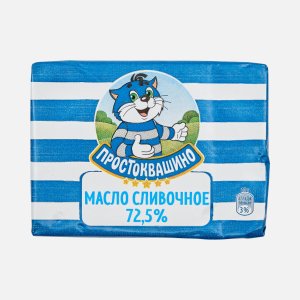 Масло Простоквашино сладко-сливочное несоленое в/с 72.5% фольга 180г