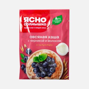 Каша Ясно солнышко овсяная с черникой и молоком пл/пак 45г
