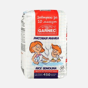 Манка рисовая Гарнец бум/пак 450г