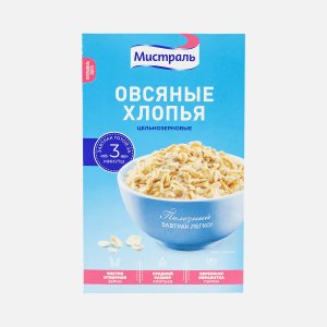 Хлопья Мистраль овсяные цельнозерновые к/к 400г