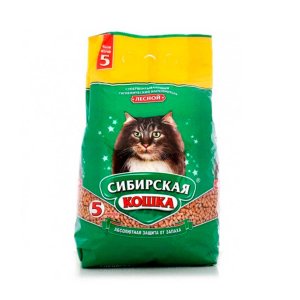 Наполнитель Сибирская кошка Лесной для кошачьего туалета пл/уп 5л