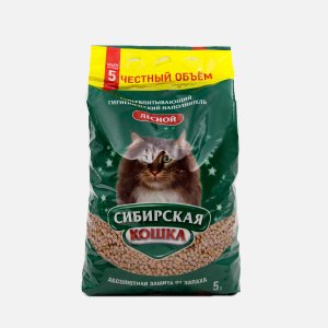 Наполнитель Сибирская кошка Лесной для кошачьего туалета пл/уп 5л