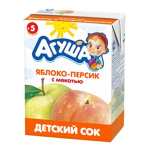 Сок Агуша Яблоко/персик с 5мес т/п 0,2л