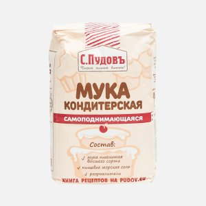 Мука Пудофф пшеничная самоподнимающаяся с разрыхлителем пакет 1000г
