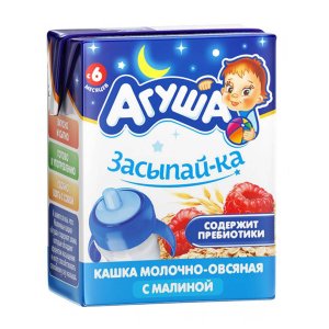 Каша Агуша Засыпай-ка молочно- овсяная с малиной с 6мес 2.5% 200мл