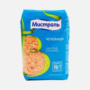 Чечевица Мистраль красная колотая пл/пак 450г