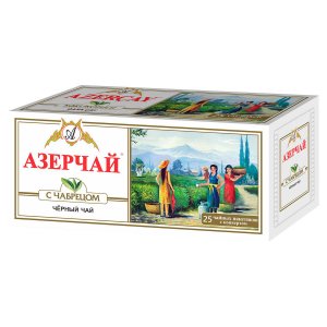 Чай Азерчай черный с чабрецом 25пак*2г к/к 50г