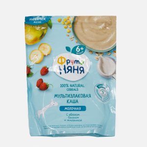Каша ФрутоНяня Мультизлаковая яблок/банан/земляника молочная с 6мес м/у 200г