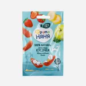 Фруктовые кусочки ФрутоНяня из яблок/клубники/бананов пл/уп 15г