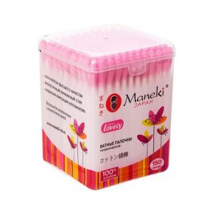 Палочки ватные Манеки Лавли гигиенические розовые пл/уп 150шт