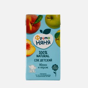 Сок ФрутоНяня Яблоко/Персик с мякотью без сахара 500мл