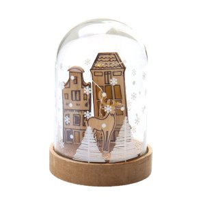 Рождественская сценка под куполом с подсветкой дерево/стекло 90x90x13