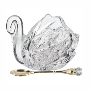 Икорница Муза кристал с ложкой 11х7х8,5см фарфор
