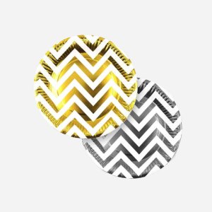 Тарелка бумажная Золотой/Серебро ЗигЗаг 17см 6шт