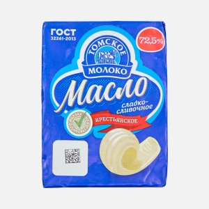 Масло Томск молоко Крестьянск сладко-сливочное несоленое 72.5% фольга 180г