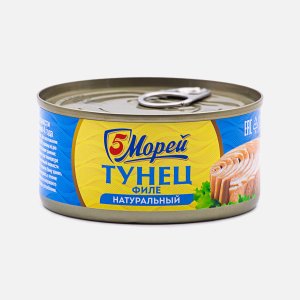 Тунец 5 морей филе натуральный ж/б/ключ 185г