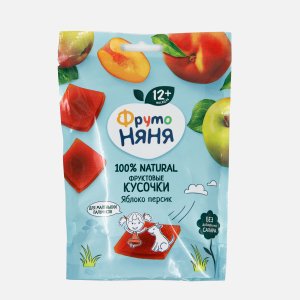 Фруктовые кусочки ФрутоНяня Яблоко/Персик б/сах 12мес 53г