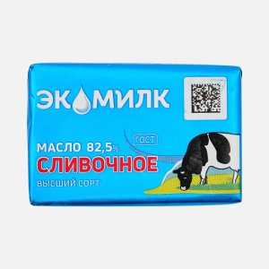 Масло Экомилк Сливочное несоленое высший сорт ГОСТ 82.5% фольга 100г