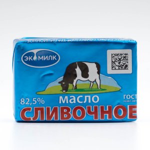 Масло Экомилк Сливочное несоленое высший сорт ГОСТ 82.5% фольга 100г
