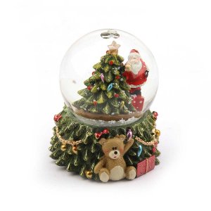 Фигурка Дед Мороз в стеклянном шаре с подсветкой D6 L8 W8 H8,5см полимер 743540