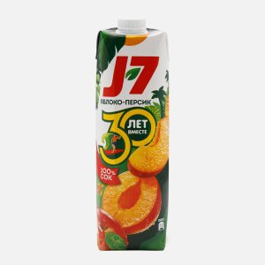 Сок J-7 Персик-яблоко с мякотью т/п 0,97л