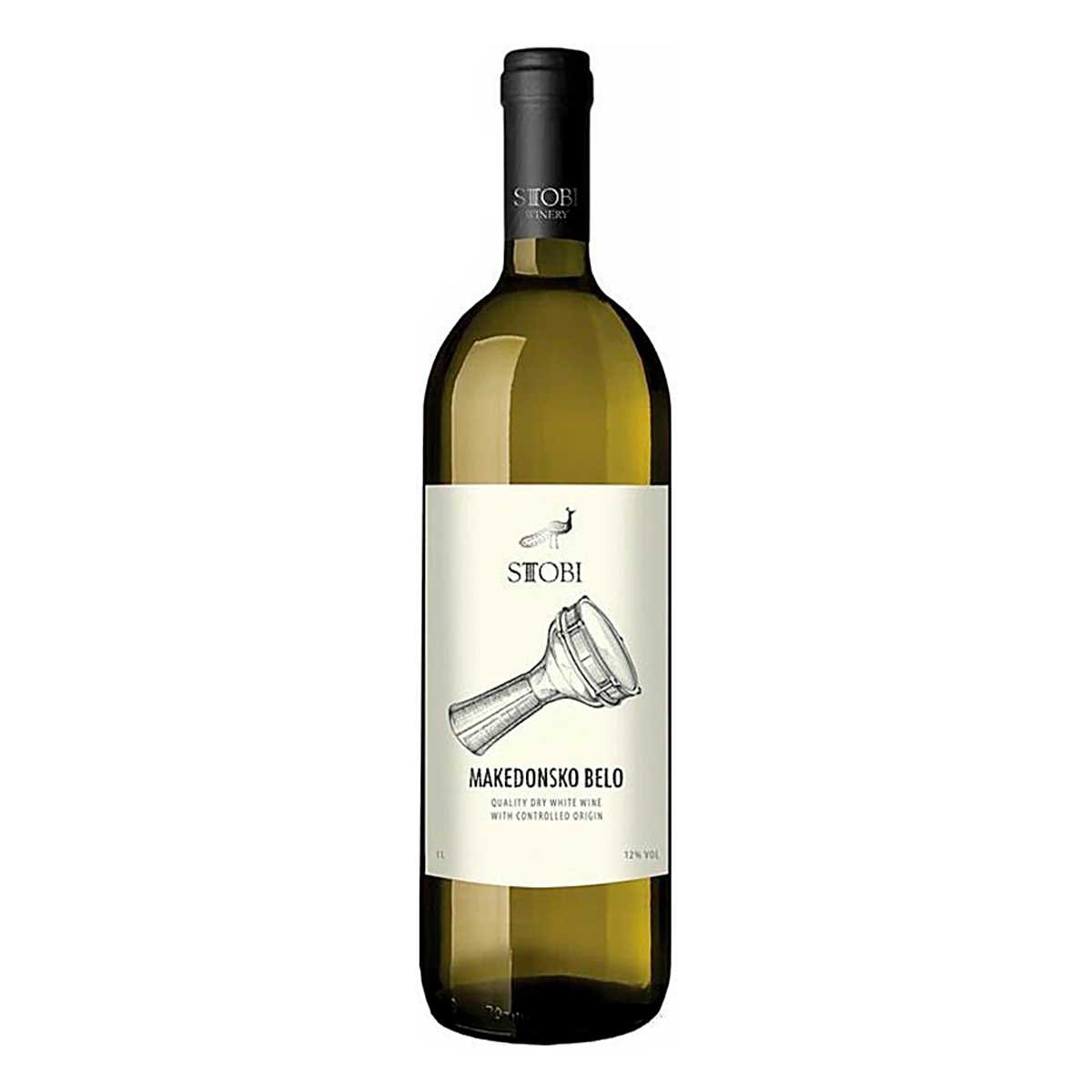Вино Стоби Македонское белое сухое 11-11.5% ст/б 1л