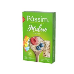 Хлопья Пассим Живые из голозерного овса к/к 750г