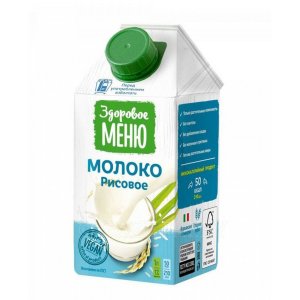 Напиток Здоровое меню Молоко рисовое из растительного сырья т/п/крыш 500мл