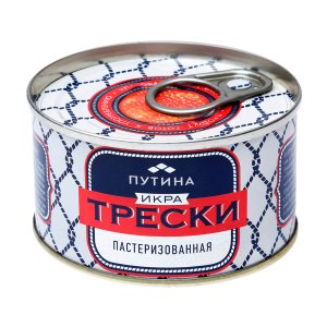 Икра Путина трески пробойная соленая пастеризованная ж/б/ключ 125г