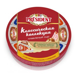 Сыр Президент плавленный Классическая коллекция ассорти круг 45% к/к 140г