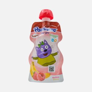 Йогурт Растишка малина/банан обогащ 2.6% дой/пак 70г