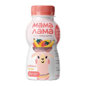 Йогурт Мама Лама с клубникой и бананом питьевой 2.5% пл/бут 200г