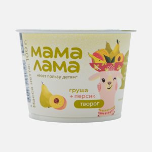 Творог Мама Лама с персиком и грушей 3.8% пл/ст 100г
