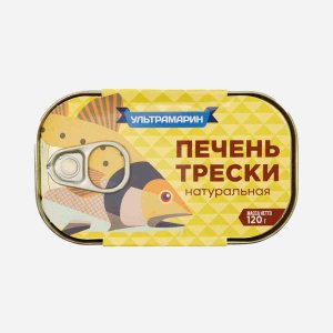 Печень трески Ультрамарин натуральная ж/б 120г