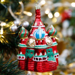 Украшение елочное Храм Василия Блаженного стекло 7,4х13см GLT357