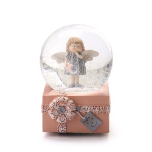 Фигурка декоративная Ангелочек в стеклянном шаре с музыкой и функцией движения d10см L10 W10 H14см