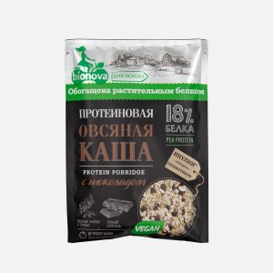 Каша Бионова овсяная с шоколадом протеиновая веган 40г
