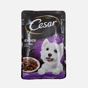 Корм Цезарь Ягненок с овощами в соусе пауч 85г
