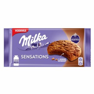 Печенье Милка Сенсейшнс с какао/молочным шоколадом 156г