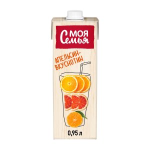 Напиток Моя Семья сокосодержащий апельсин/мандарин/грейпфрут Апельсин-Вкуснотин т/п 0,95л