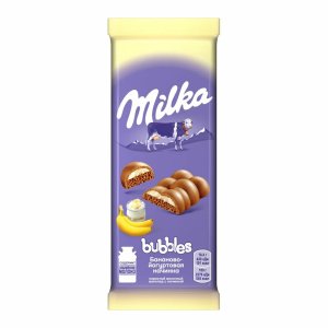 Шоколад Милка Баблс молочный с бананово-йогуртовой начинкой 92г