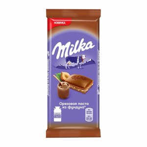 Шоколад Милка молочный с начинкой ореховой пасты из фундука 85г