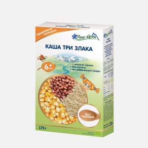 Каша Флер Альпин Органик 3 злака безмолоч с 6мес к/к 175г