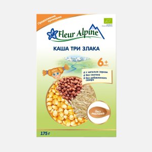 Каша Флер Альпин Органик 3 злака безмолоч с 6мес к/к 175г