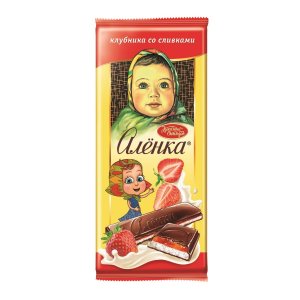 Шоколад Красный Октябрь Аленка с начинкой клубника со сливками 87г