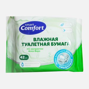 Бумага туалетная Смарт комфорт влажная с алоэ вера 42шт